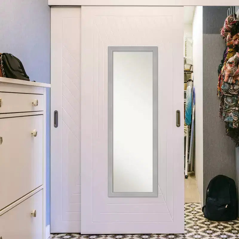 Miroir de porte encadré brossé nickel : Cadre en polystyrène, Aucun assemblage requis
