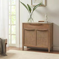 Meuble de rangement en bois avec tiroir et étagère, porte à toile de canne, 87 cm de haut