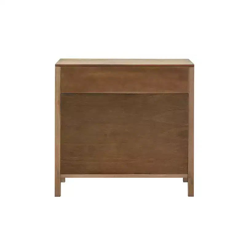 Meuble de rangement en bois avec tiroir et étagère, porte à toile de canne, 87 cm de haut