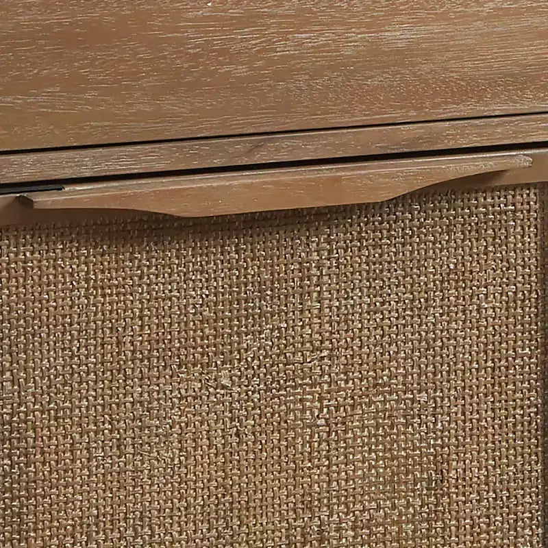 Meuble de rangement en bois avec tiroir et étagère, porte à toile de canne, 87 cm de haut