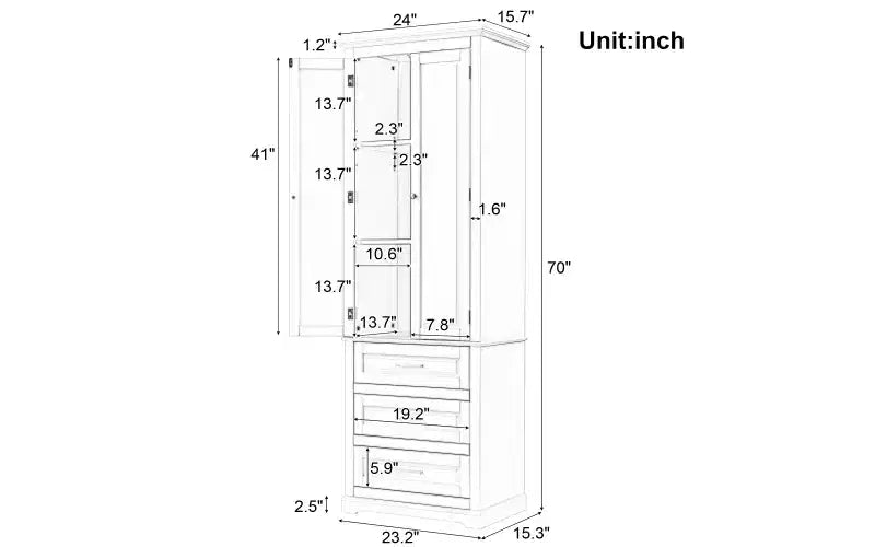 Meuble de rangement haut avec tiroirs pour salle de bain, bureau