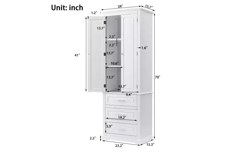 Meuble de rangement haut avec tiroirs pour salle de bain, bureau