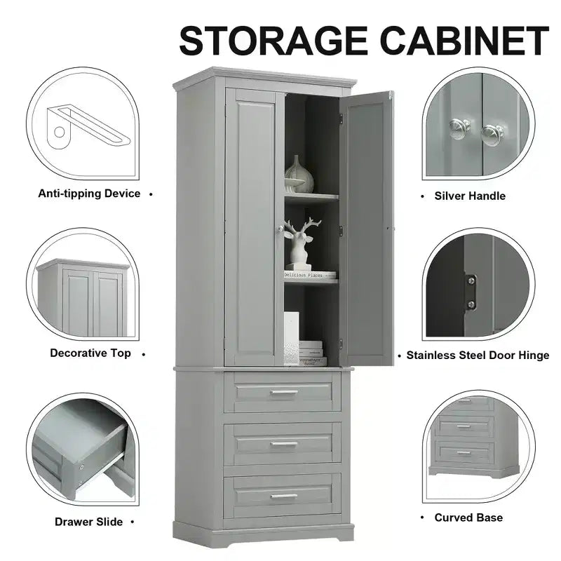 Meuble de rangement haut avec tiroirs pour salle de bain, bureau