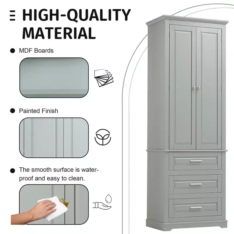 Meuble de rangement haut avec tiroirs pour salle de bain, bureau