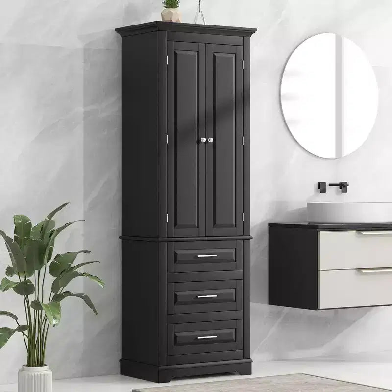 Meuble de rangement haut avec tiroirs pour salle de bain, bureau