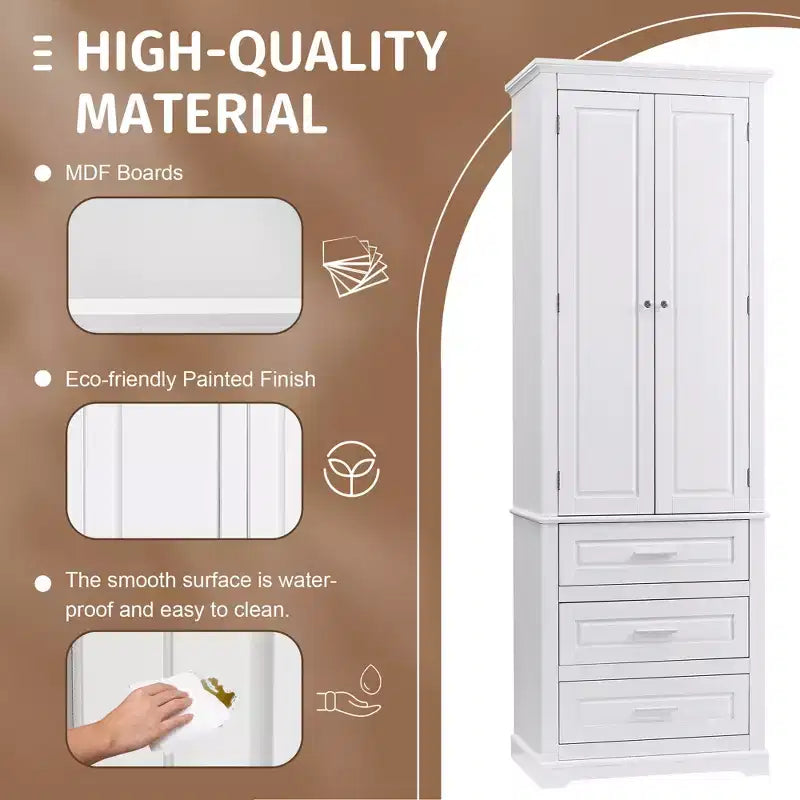 Meuble de rangement haut avec tiroirs pour salle de bain, bureau