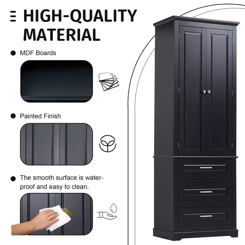 Meuble de rangement haut avec tiroirs pour salle de bain, bureau