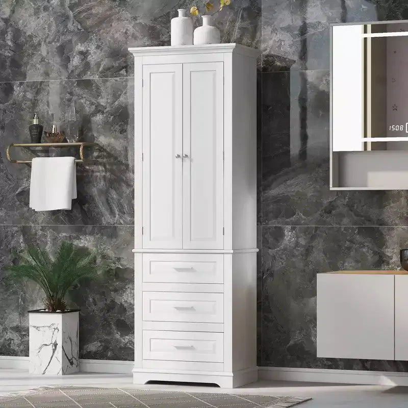 Meuble de rangement haut avec tiroirs pour salle de bain, bureau