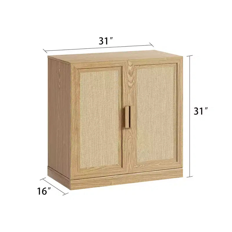 Armoire de rangement en grain de bois noir (porte en osier), armoire de rangement décorative