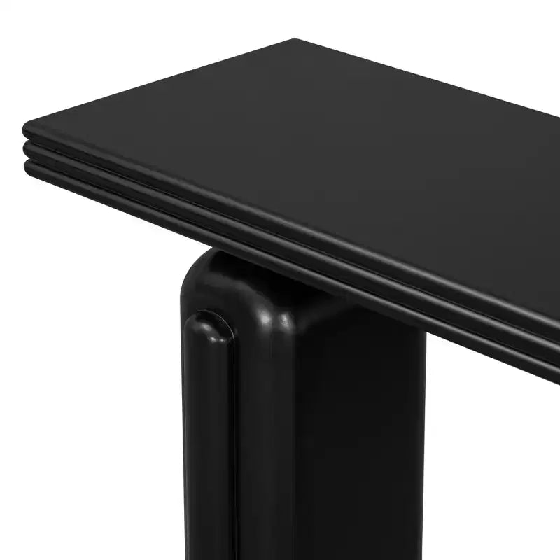 Console moderne avec pieds incurvés uniques, MDF et placage acacia, élégante table d'entrée/de canapé pour salon et couloir
