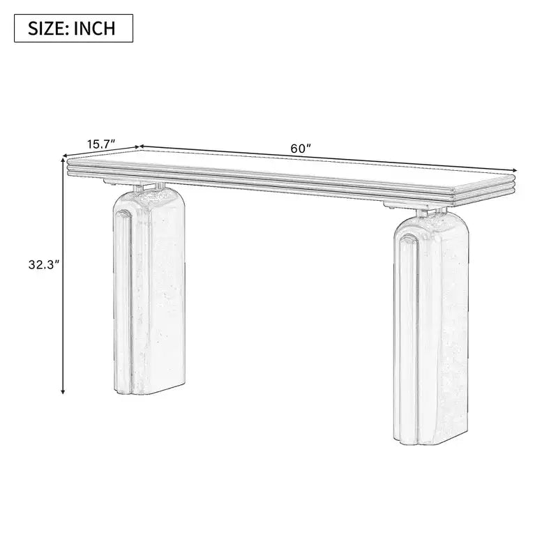 Console moderne avec pieds incurvés uniques, MDF et placage acacia, élégante table d'entrée/de canapé pour salon et couloir