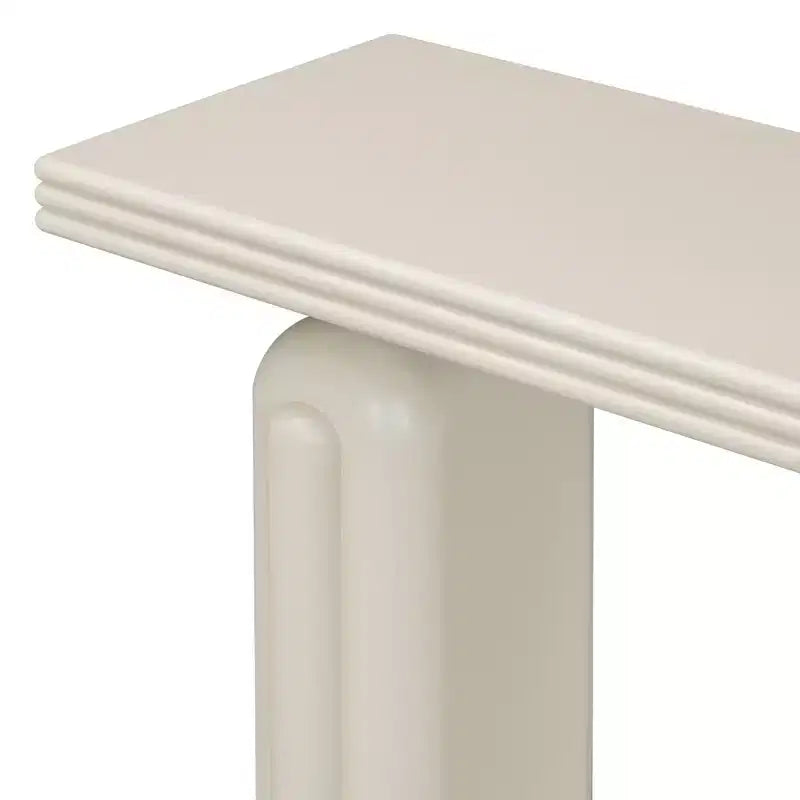 Console moderne avec pieds incurvés uniques, MDF et placage acacia, élégante table d'entrée/de canapé pour salon et couloir