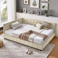 Full Size Upholstered L-Shaped Daybed, Tufted Velvet Sofa Bed Frame with Backrest & Armrests - ModernLuxe