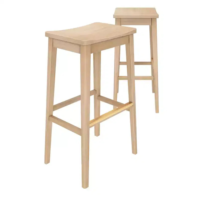 Tabouret de bar, en bois, moderne, pour cuisine, sans dossier, assise en forme de selle, hauteur bar, avec repose-pieds en métal