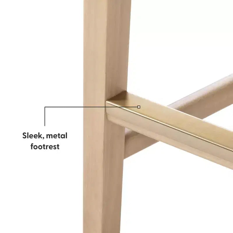 Tabouret de bar, en bois, moderne, pour cuisine, sans dossier, assise en forme de selle, hauteur bar, avec repose-pieds en métal