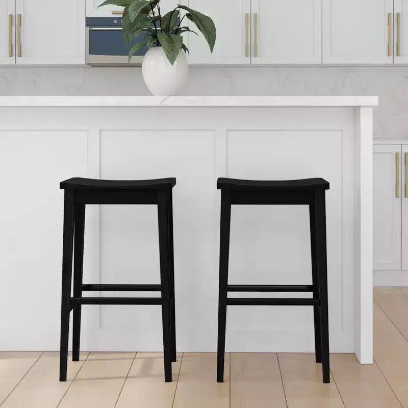 Tabouret de bar, en bois, moderne, pour cuisine, sans dossier, assise en forme de selle, hauteur bar, avec repose-pieds en métal