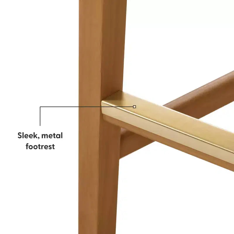 Tabouret de bar, en bois, moderne, pour cuisine, sans dossier, assise en forme de selle, hauteur bar, avec repose-pieds en métal