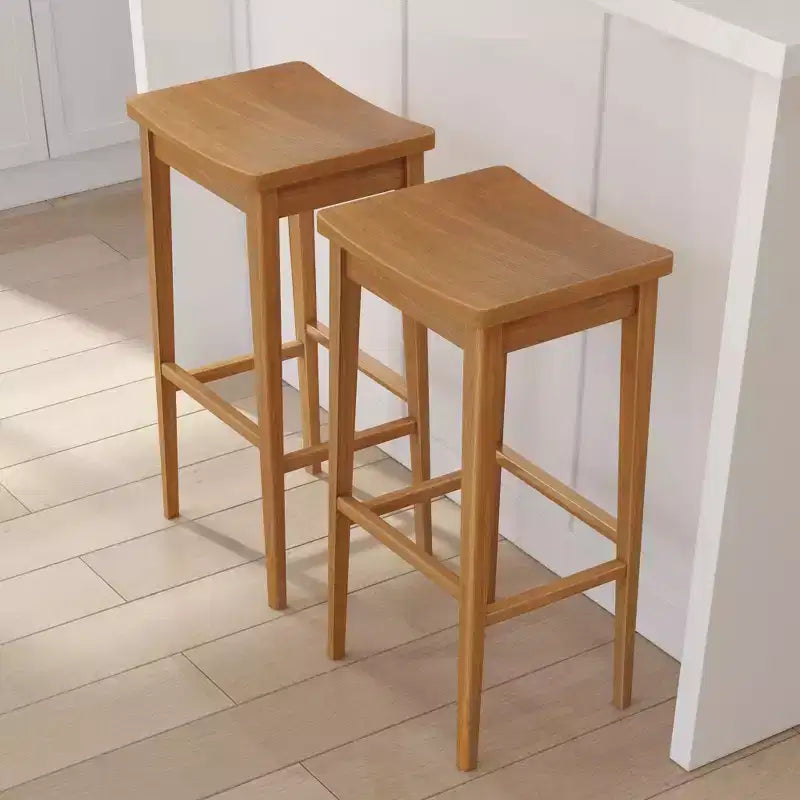 Tabouret de bar, en bois, moderne, pour cuisine, sans dossier, assise en forme de selle, hauteur bar, avec repose-pieds en métal