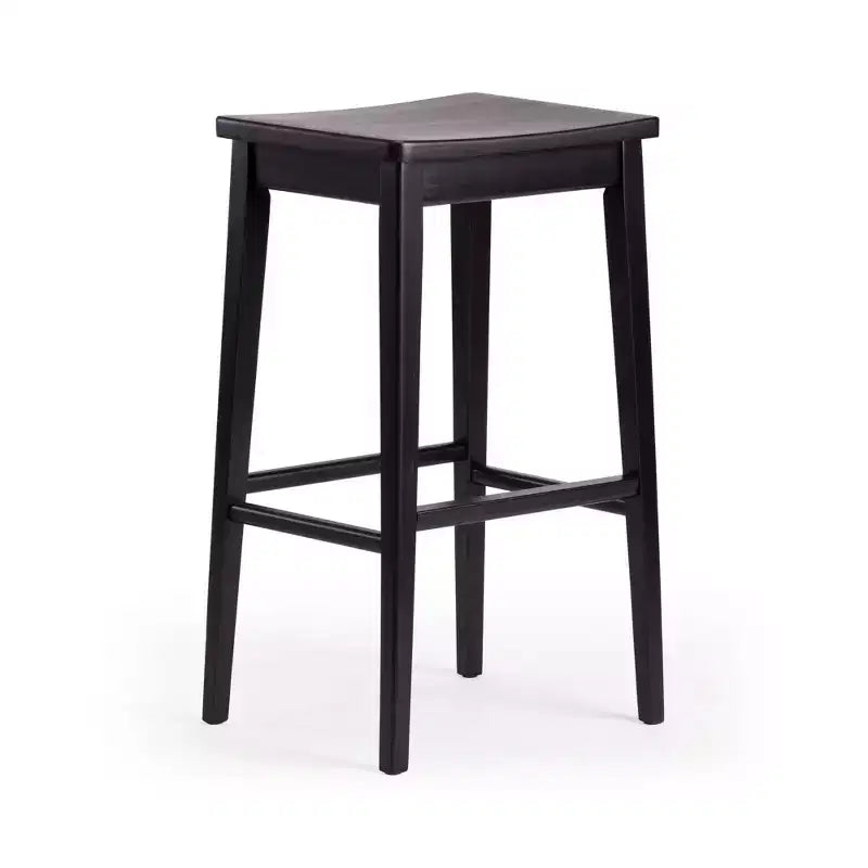 Tabouret de bar, en bois, moderne, pour cuisine, sans dossier, assise en forme de selle, hauteur bar, avec repose-pieds en métal