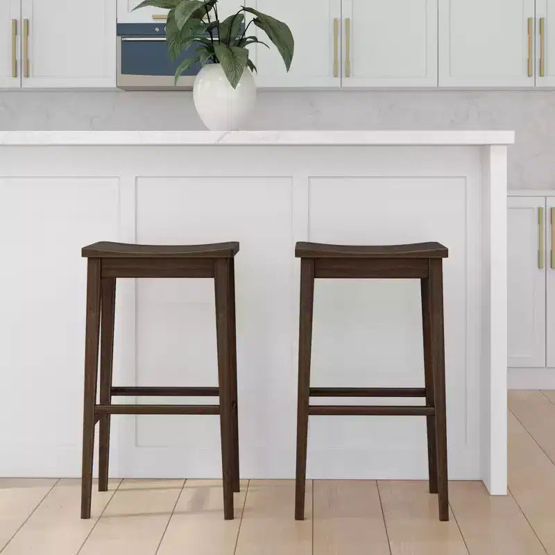 Tabouret de bar, en bois, moderne, pour cuisine, sans dossier, assise en forme de selle, hauteur bar, avec repose-pieds en métal