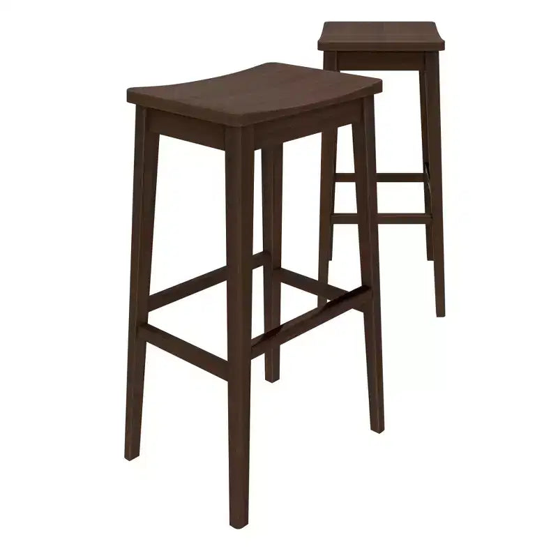 Tabouret de bar, en bois, moderne, pour cuisine, sans dossier, assise en forme de selle, hauteur bar, avec repose-pieds en métal