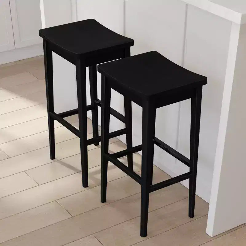 Tabouret de bar, en bois, moderne, pour cuisine, sans dossier, assise en forme de selle, hauteur bar, avec repose-pieds en métal