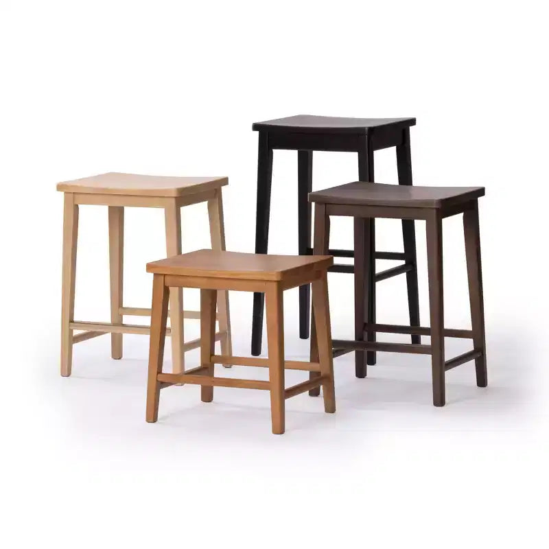 Tabouret de bar, en bois, moderne, pour cuisine, sans dossier, assise en forme de selle, hauteur bar, avec repose-pieds en métal