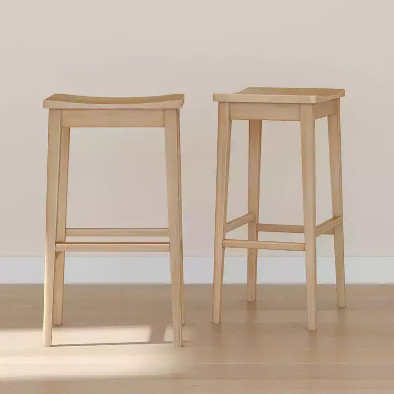 Tabouret de bar, en bois, moderne, pour cuisine, sans dossier, assise en forme de selle, hauteur bar, avec repose-pieds en métal