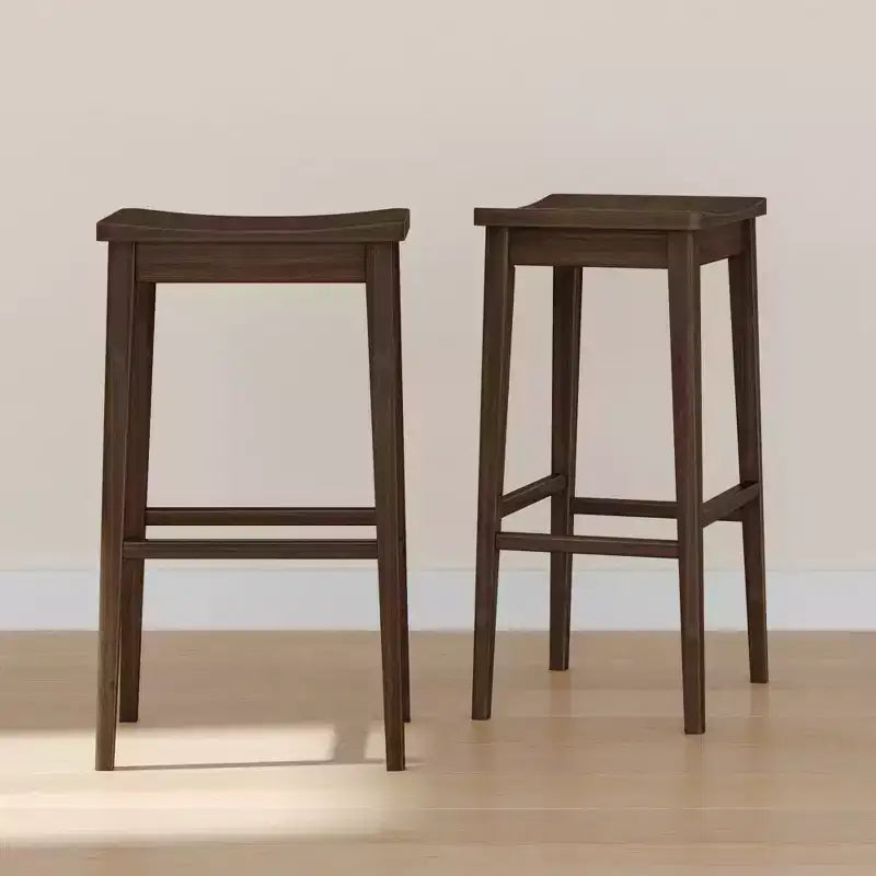 Tabouret de bar, en bois, moderne, pour cuisine, sans dossier, assise en forme de selle, hauteur bar, avec repose-pieds en métal