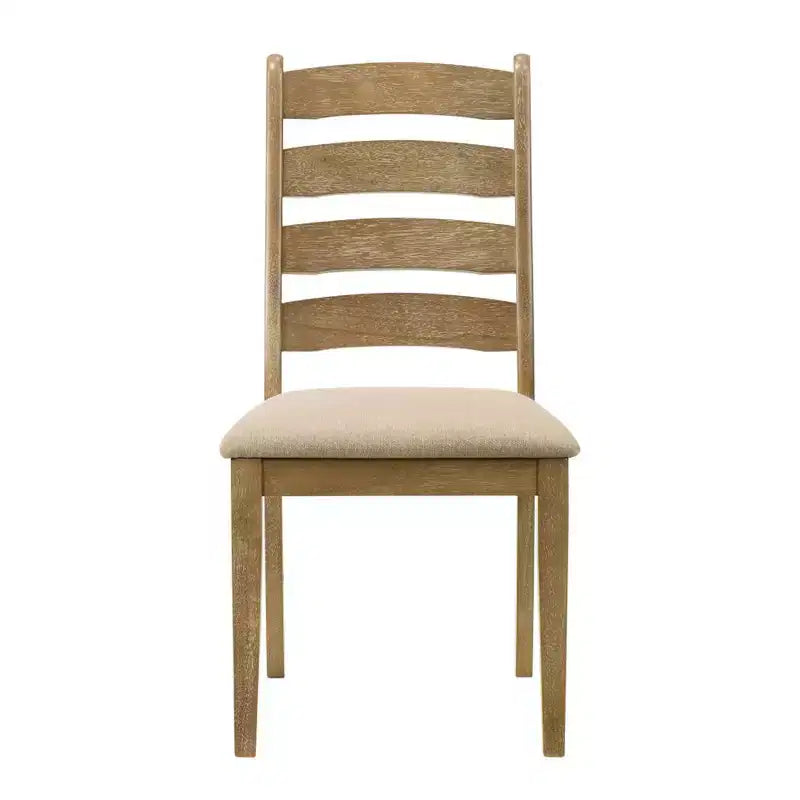 Chaises de salle à manger tapissées avec dossier échelle en chêne brun et beige