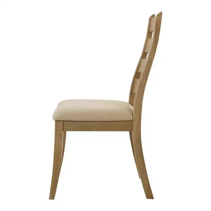 Chaises de salle à manger tapissées avec dossier échelle en chêne brun et beige