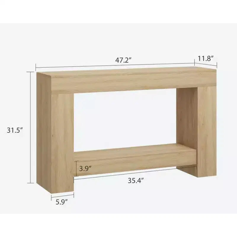 Console de ferme 47", table d'entrée et de canapé à 2 niveaux avec rangement ouvert pour la décoration du salon, du couloir et de l'entrée
