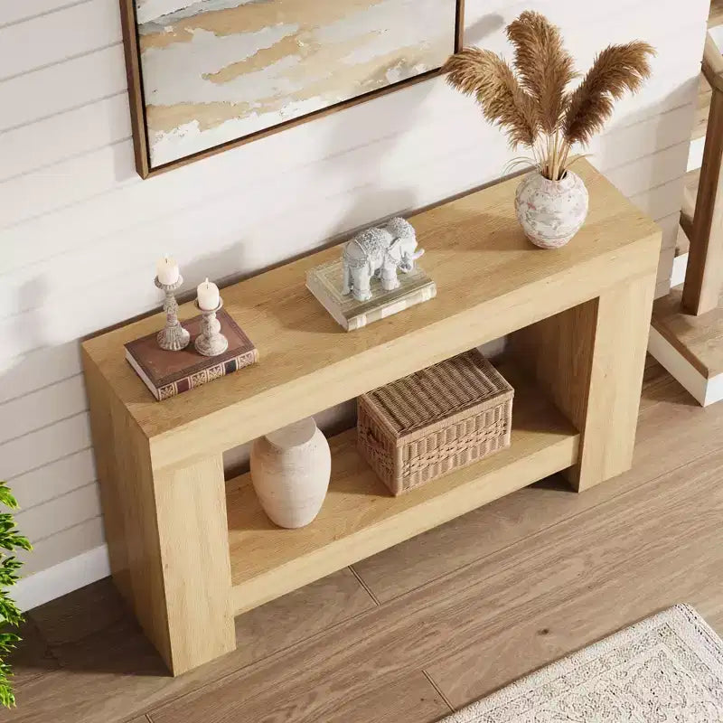 Console de ferme 47", table d'entrée et de canapé à 2 niveaux avec rangement ouvert pour la décoration du salon, du couloir et de l'entrée