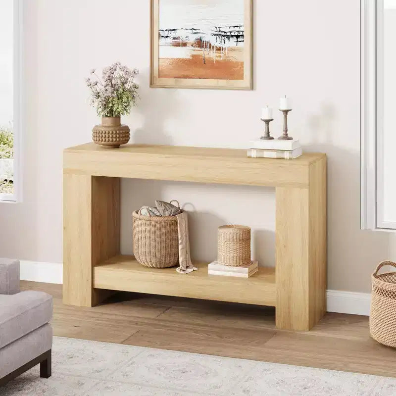 Console de ferme 47", table d'entrée et de canapé à 2 niveaux avec rangement ouvert pour la décoration du salon, du couloir et de l'entrée