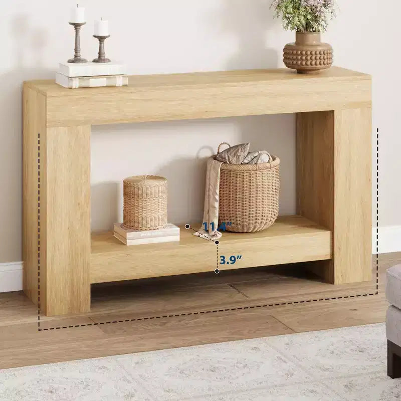 Console de ferme 47", table d'entrée et de canapé à 2 niveaux avec rangement ouvert pour la décoration du salon, du couloir et de l'entrée