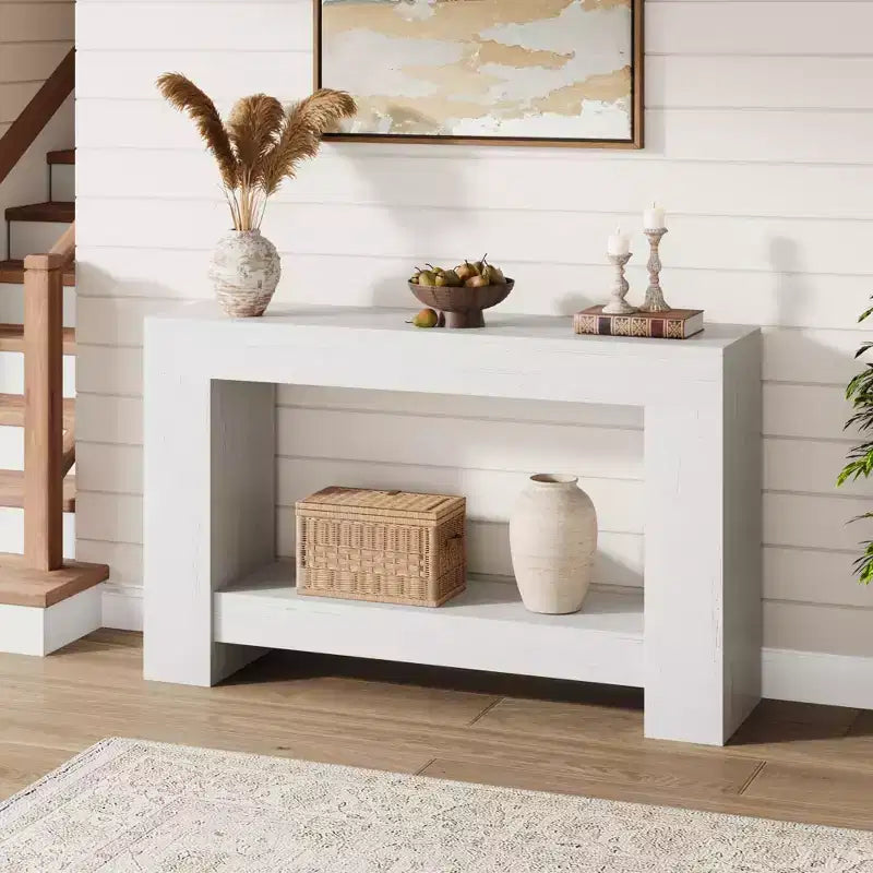 Console de ferme 47", table d'entrée et de canapé à 2 niveaux avec rangement ouvert pour la décoration du salon, du couloir et de l'entrée