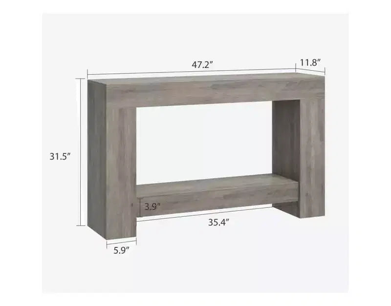 Console de ferme 47", table d'entrée et de canapé à 2 niveaux avec rangement ouvert pour la décoration du salon, du couloir et de l'entrée