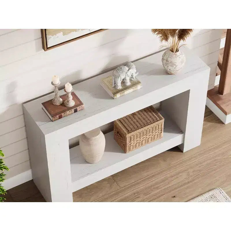 Console de ferme 47", table d'entrée et de canapé à 2 niveaux avec rangement ouvert pour la décoration du salon, du couloir et de l'entrée