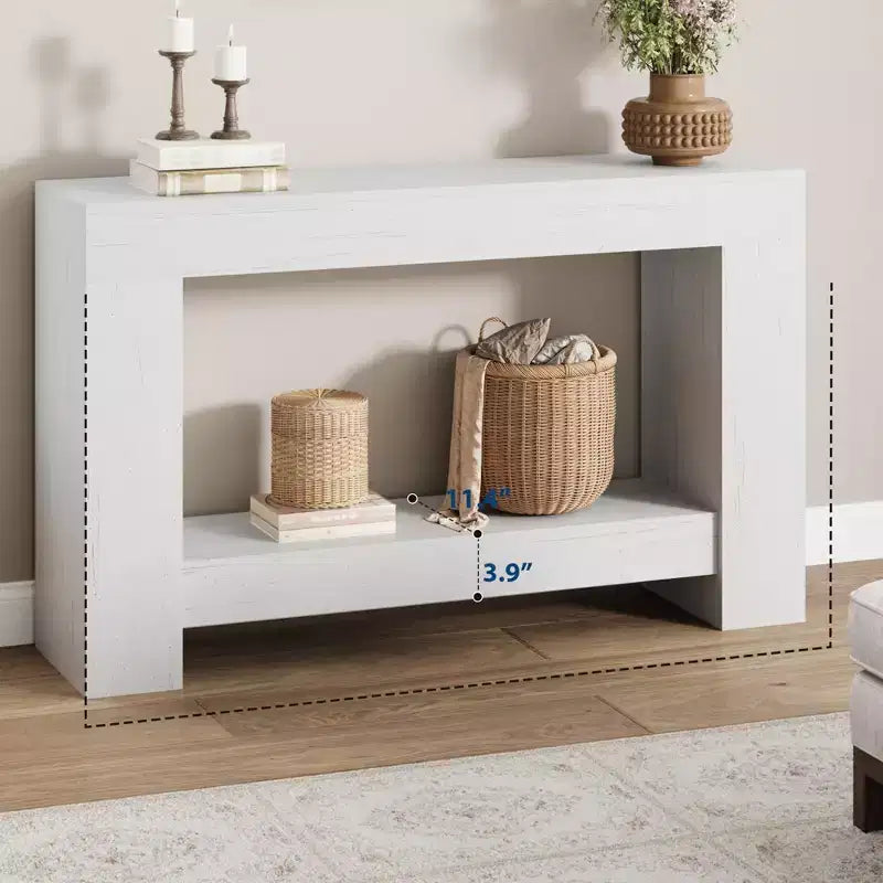 Console de ferme 47", table d'entrée et de canapé à 2 niveaux avec rangement ouvert pour la décoration du salon, du couloir et de l'entrée