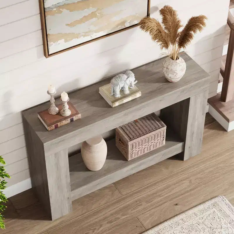 Console de ferme 47", table d'entrée et de canapé à 2 niveaux avec rangement ouvert pour la décoration du salon, du couloir et de l'entrée
