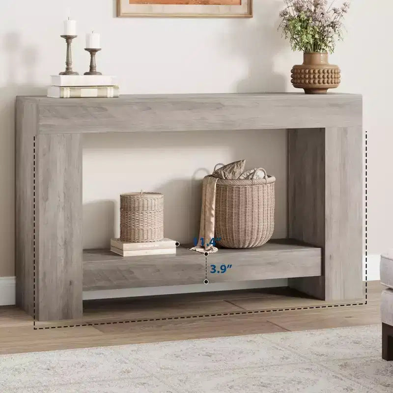 Console de ferme 47", table d'entrée et de canapé à 2 niveaux avec rangement ouvert pour la décoration du salon, du couloir et de l'entrée