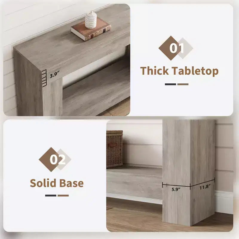 Console de ferme 47", table d'entrée et de canapé à 2 niveaux avec rangement ouvert pour la décoration du salon, du couloir et de l'entrée