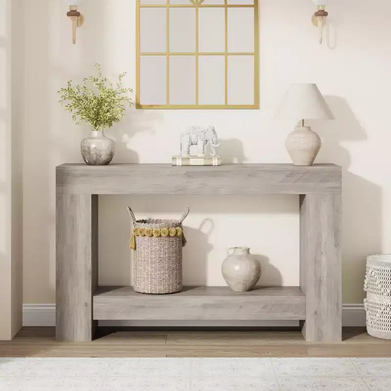 47 Farmhouse Console Table,2-Tier Entryway & Sofa Table with Open Storage for Living Room, Hallway & Foyer Decor
