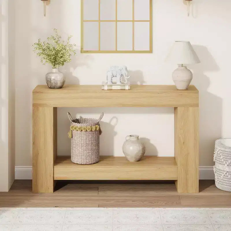 Console de ferme 47", table d'entrée et de canapé à 2 niveaux avec rangement ouvert pour la décoration du salon, du couloir et de l'entrée