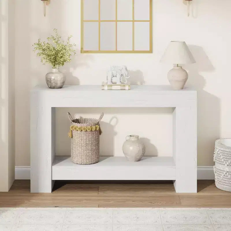 Console de ferme 47", table d'entrée et de canapé à 2 niveaux avec rangement ouvert pour la décoration du salon, du couloir et de l'entrée