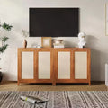 Buffet en bois de rotin de style ferme, armoire de rangement avec étagères réglables