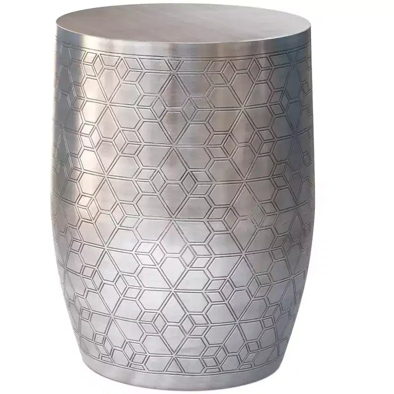 Jean 15 inch Wide Boho Geometric Pattern Metal Accent Table, Assembled