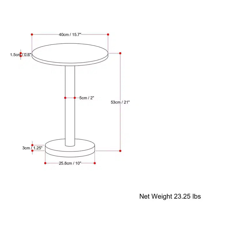 Table d'appoint moderne de 40 cm de large