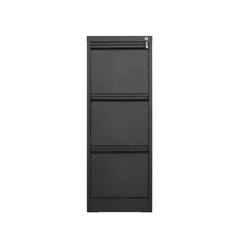 Classeur vertical à 3 tiroirs verrouillables, Armoire de rangement de bureau en métal noir (Anti-basculement pour dossiers format lettre/A4/légal)