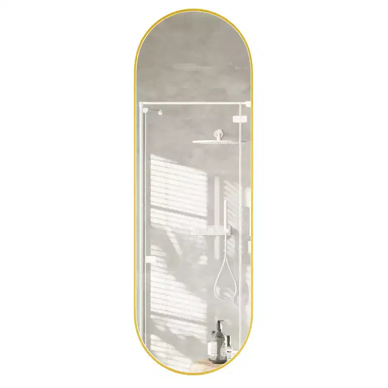 Miroir ovale pleine longueur 160 x 50 cm, miroir mural, miroir corporel HD, cadre en aluminium